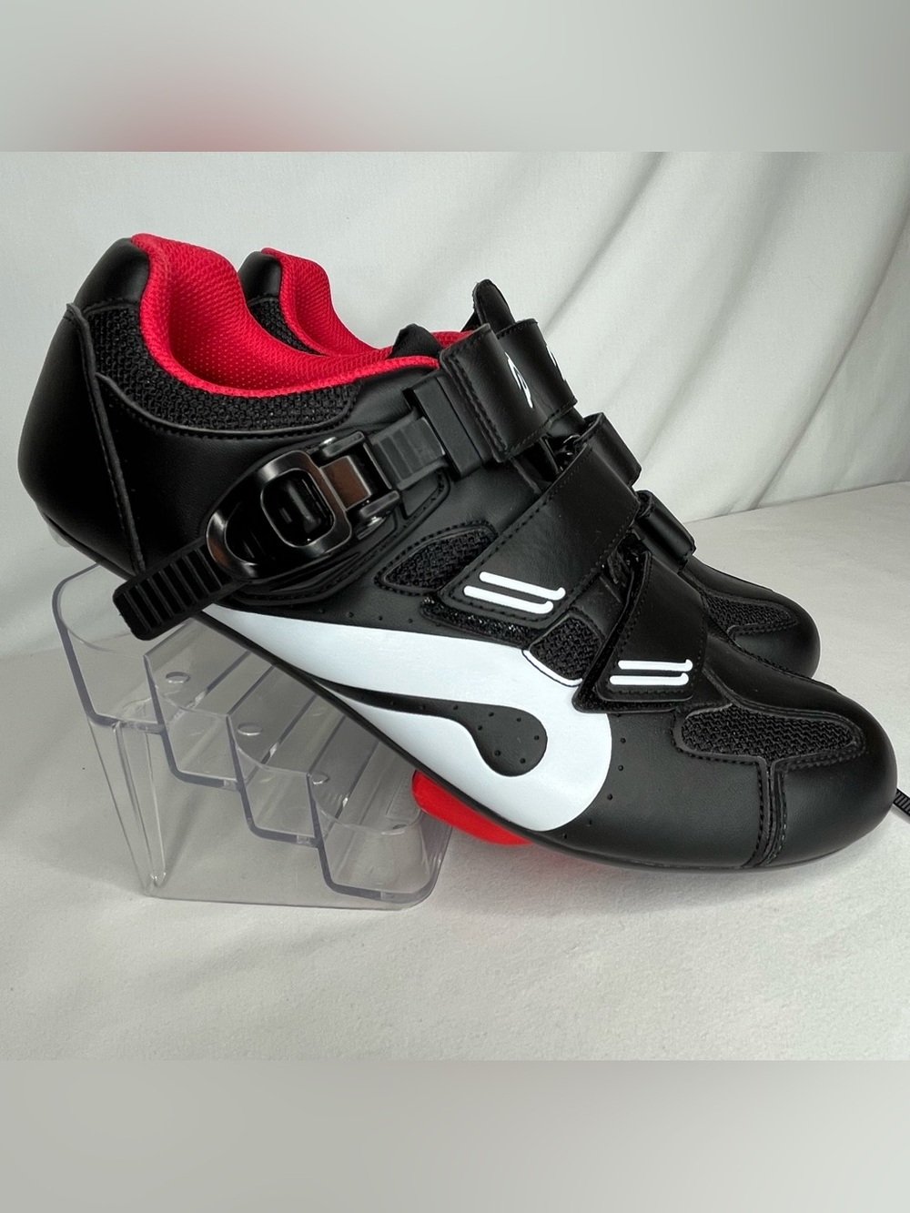 Peloton PL-SH-B Cycling Shoes Black White Red EU 41 US M8 W10 Cleats
